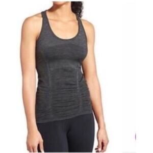 Athleta Dark Gray Racer Back Ruched Tank Top Sz S